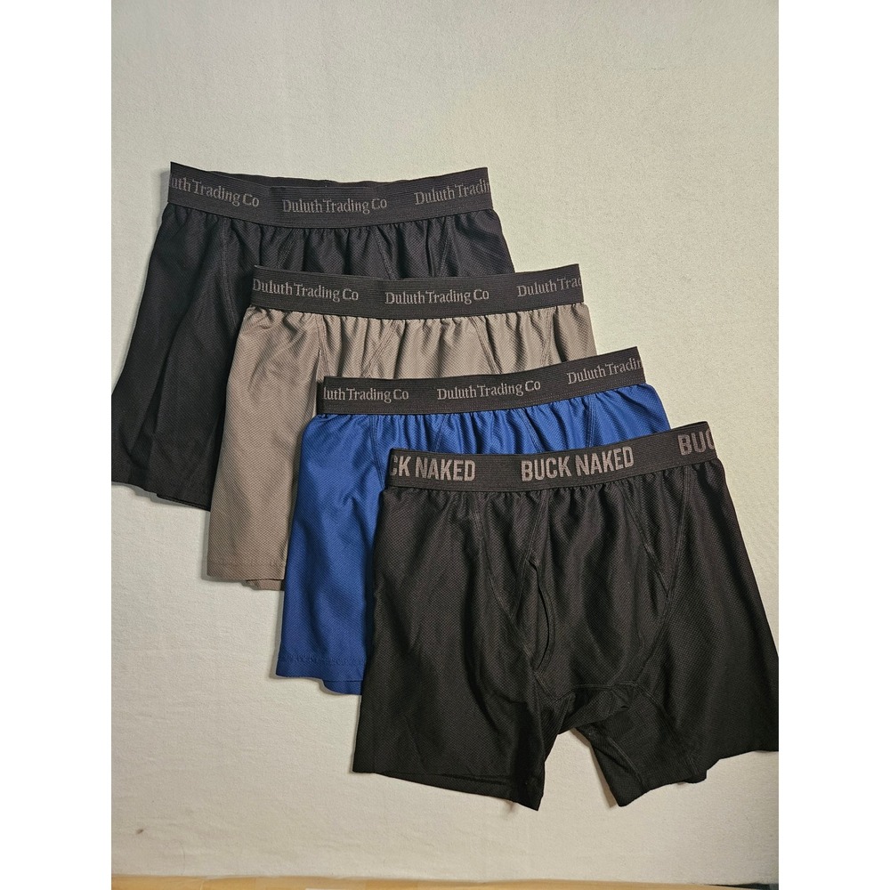 Duluth Trading Co Buck Naked Boxer Briefs Mens M Multicolor 4 Pack Performance